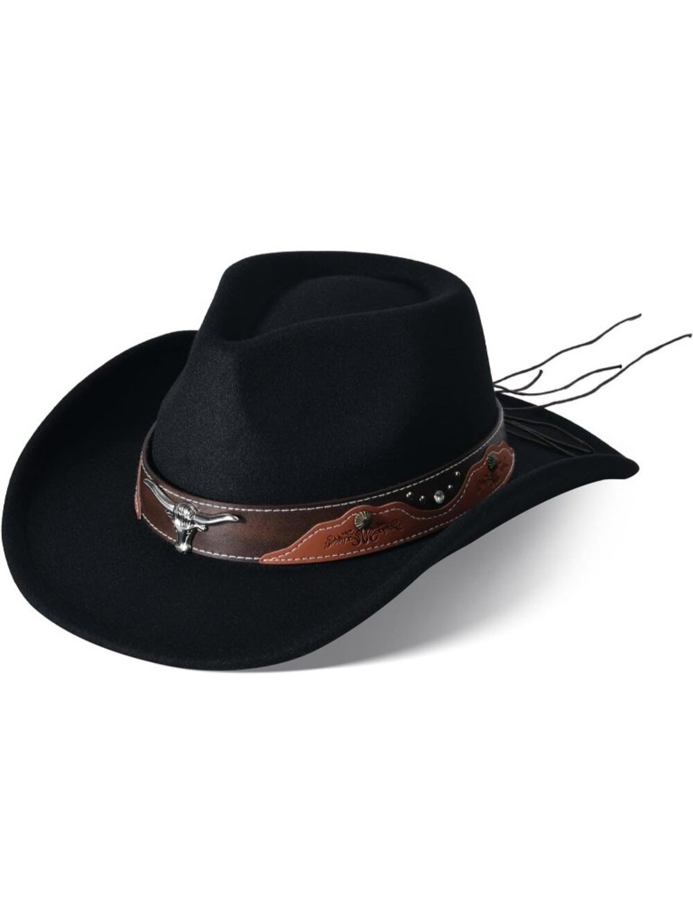 Women's Black#7 Western Cowgirl Hats Felt Fedora Hat Chapeau Halloween Costume